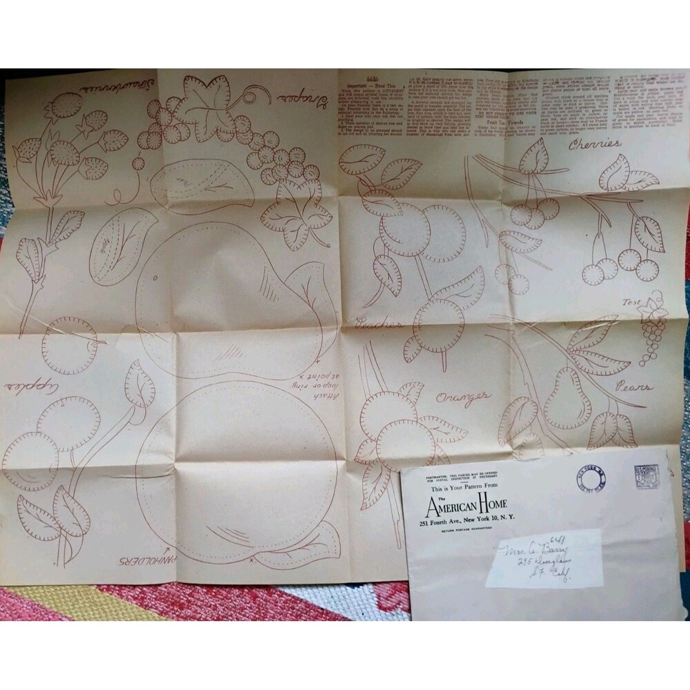 Vintage American Home Mail-Order Hot-Iron Embroidery Transfer